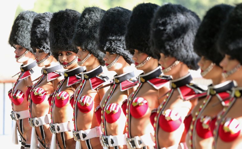 Naked women in hussar uniform