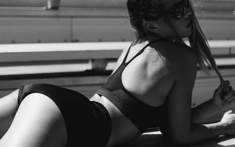 The girl's body is black white