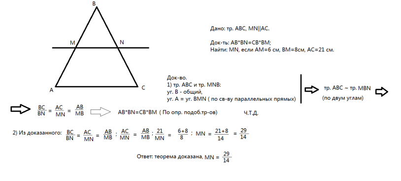 Triangle ABC MN parallel AC
