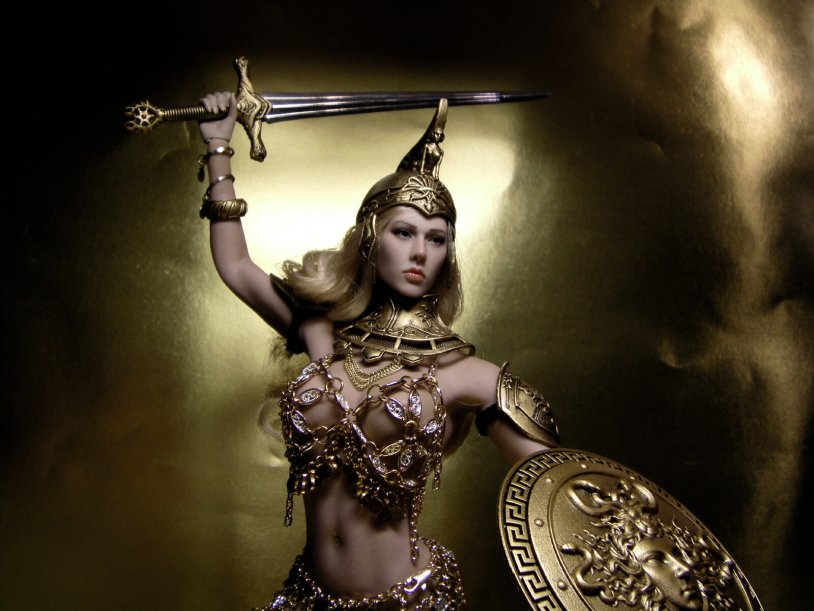 Girl in the Greek helmet tits