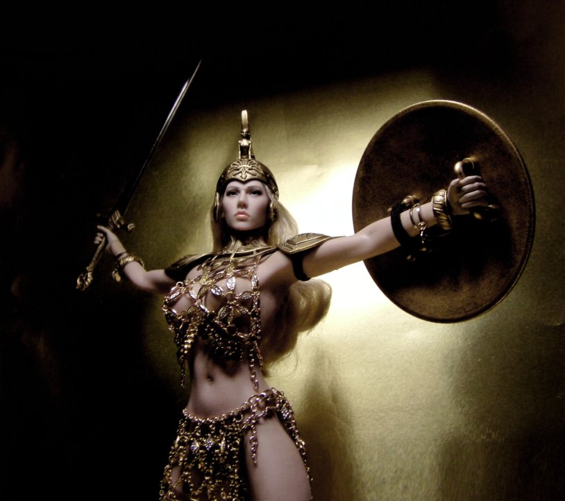 Girl in the Greek helmet tits