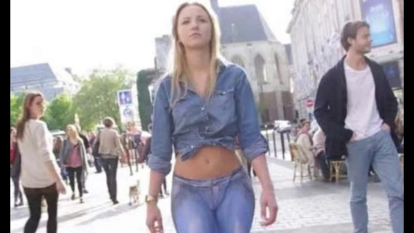 Drawn jeans on a girl