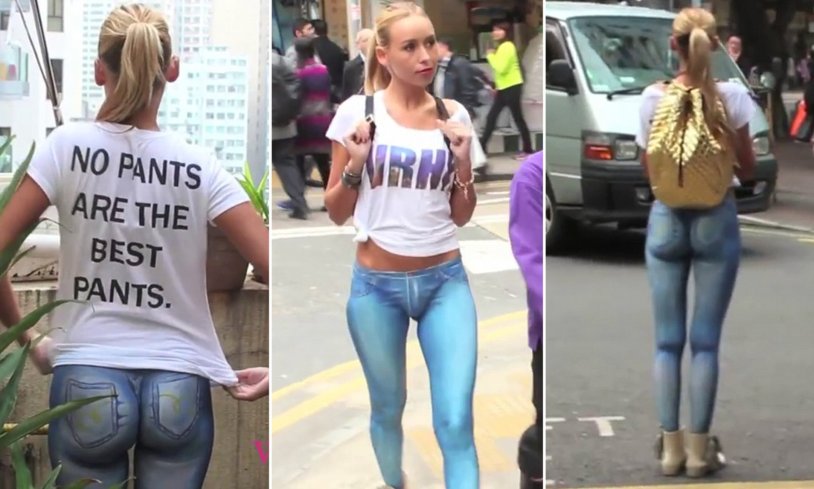 Drawn pants on a girl