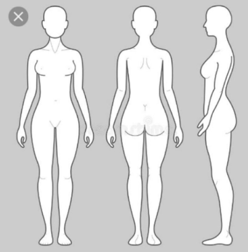 The body of the woman in front