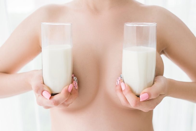 Female breast with milk