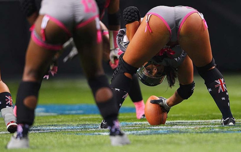 Women's American football in underwear