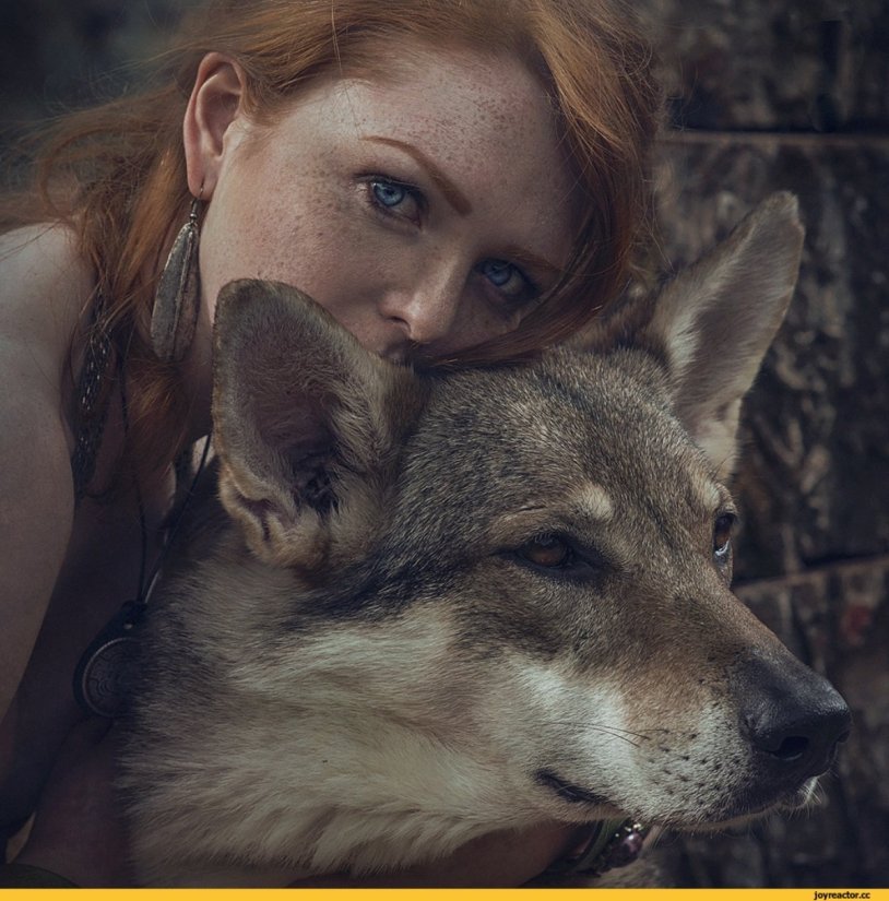 Girl with a wolf