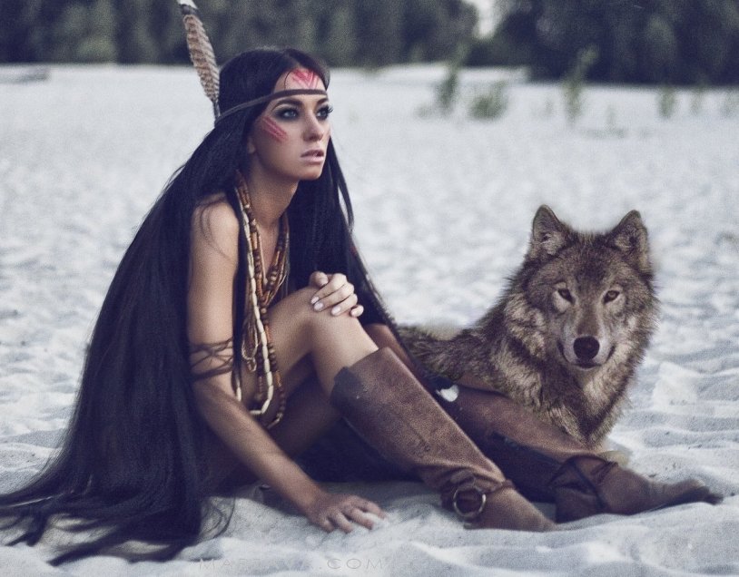 Photoshoot with a wolf