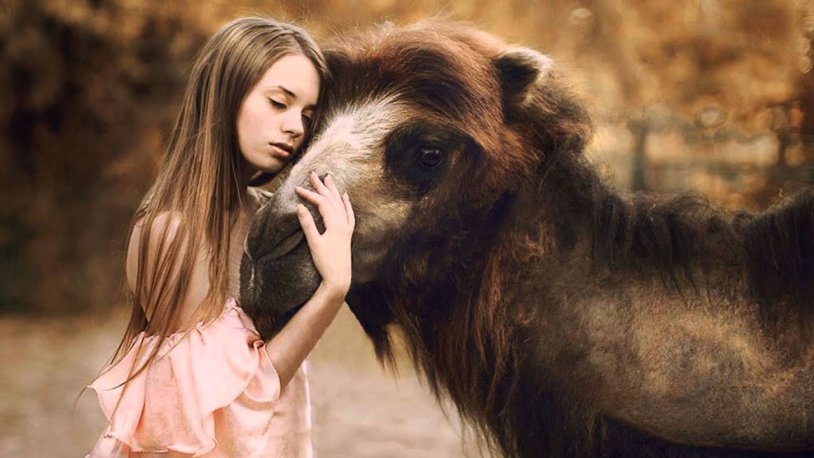 Girls and animals photos