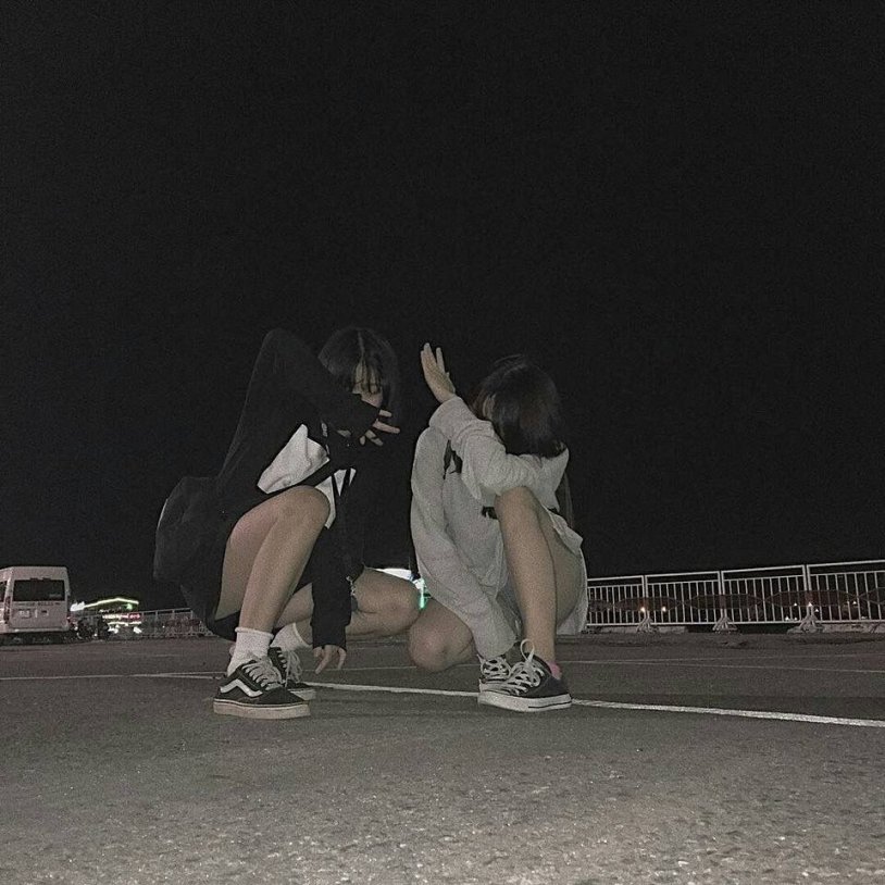 Korean on the street at night