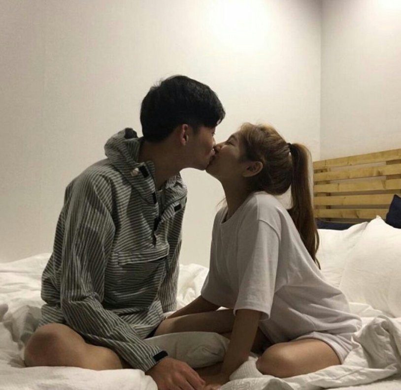 Korean couple in bed