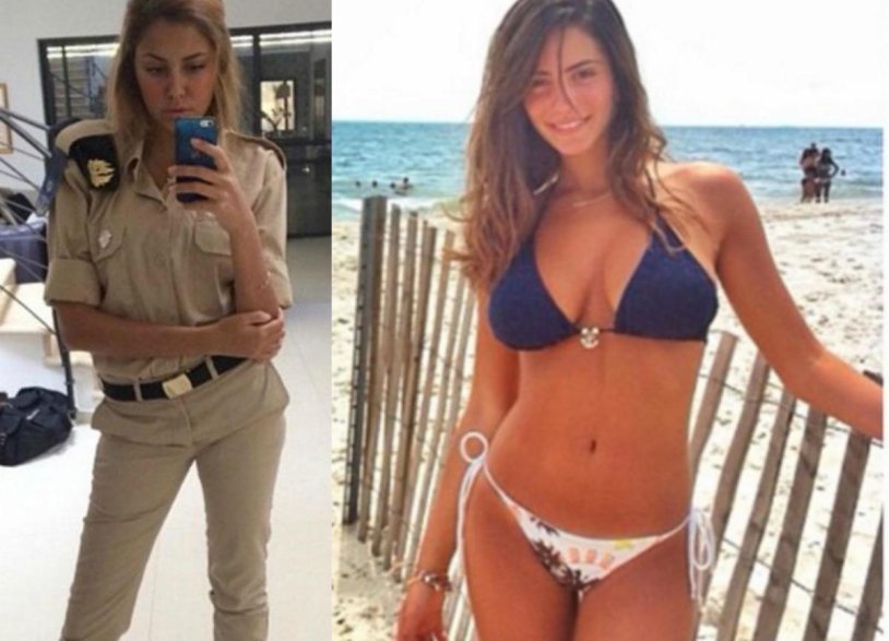 Girls of the Israeli army in swimsuits