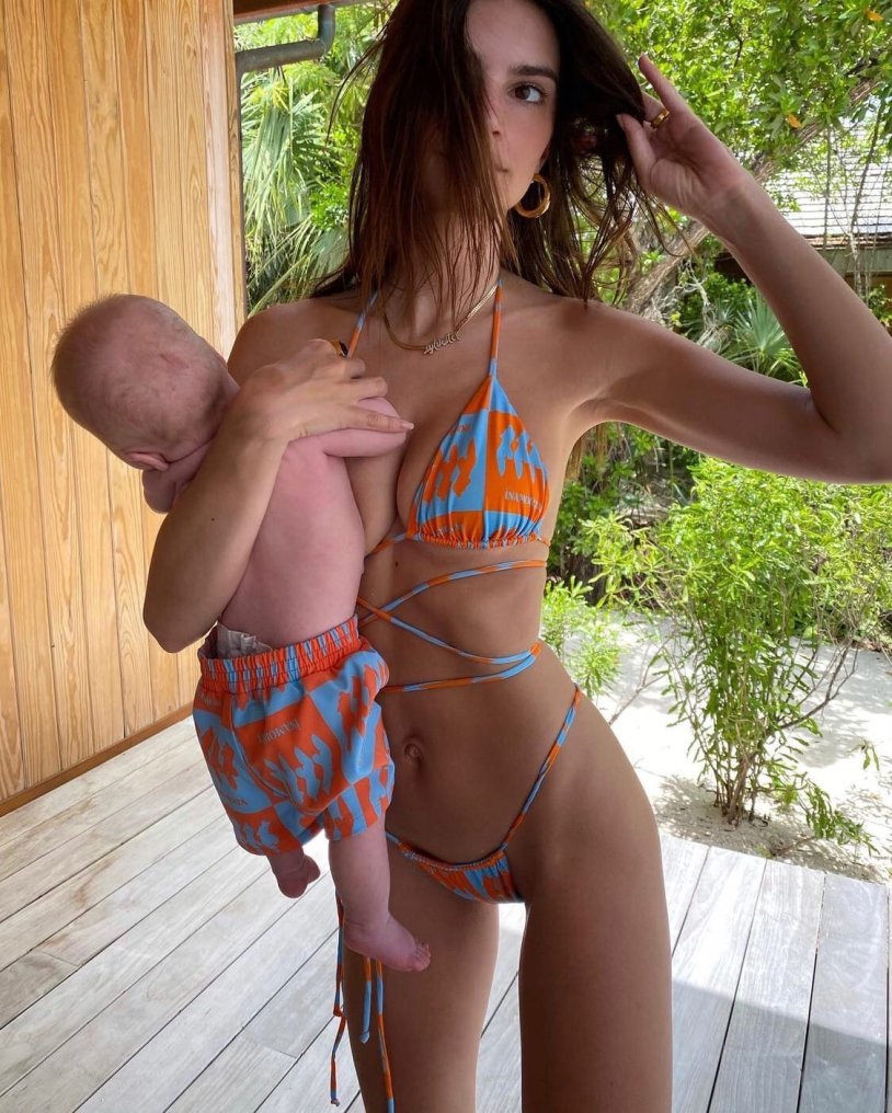 Emily Ratazhkovsky with son