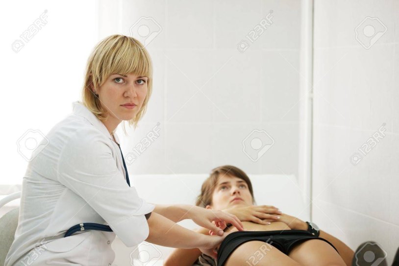 Girl on a couch by a doctor