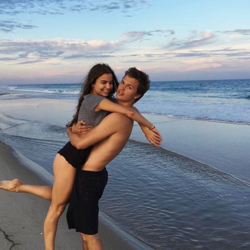 Ensel Elgort and his girl on the beach