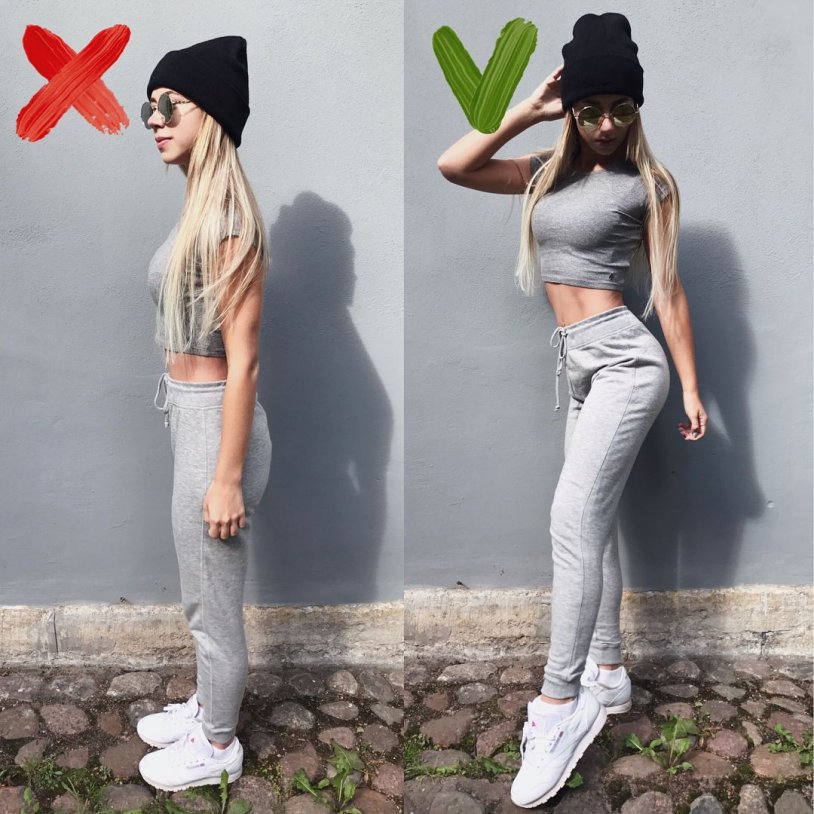 Before and after the figure of a girl