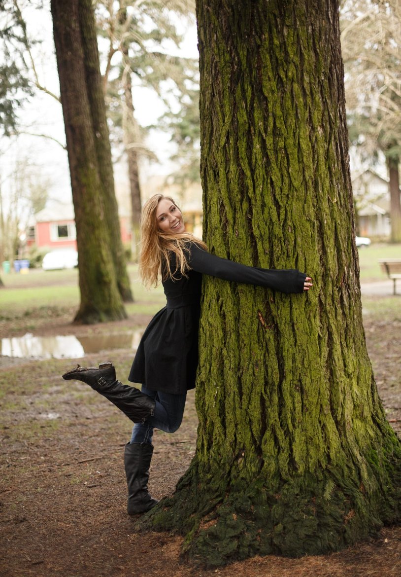 Kendra Sanderland in a cloak on the street