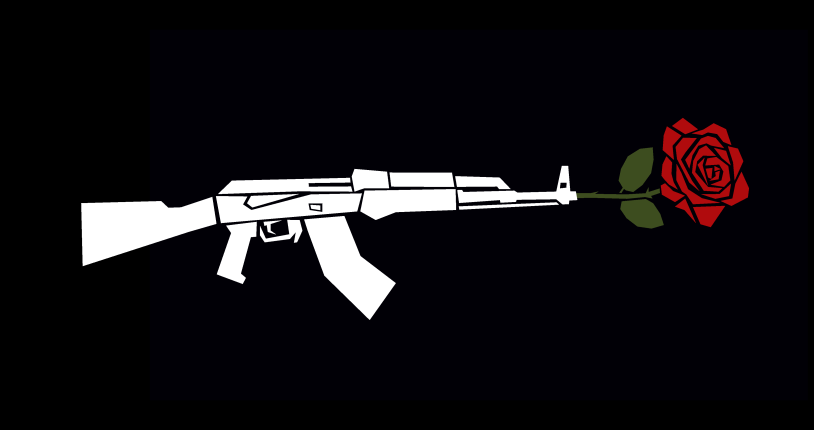 AK 47 on a black background