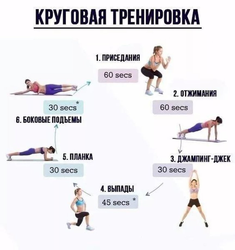 Exercises for a circular training in the gym for men