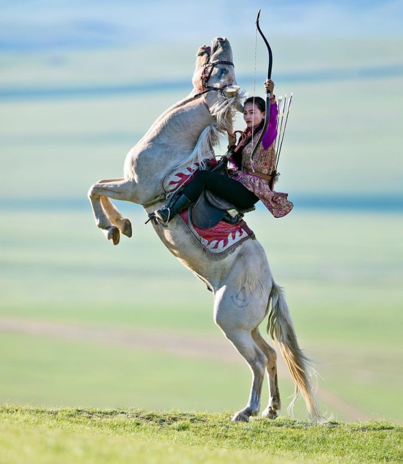 Horseman on horseback in the steppe