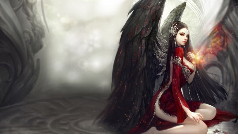 Black -haired girl with wings