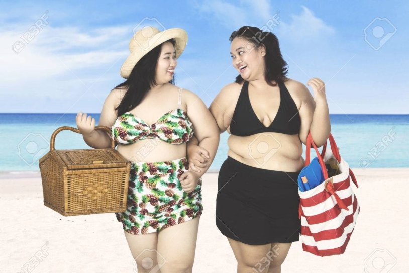 Two thick women in a swimsuit