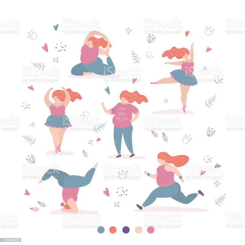 Yoga puffy girls drawing