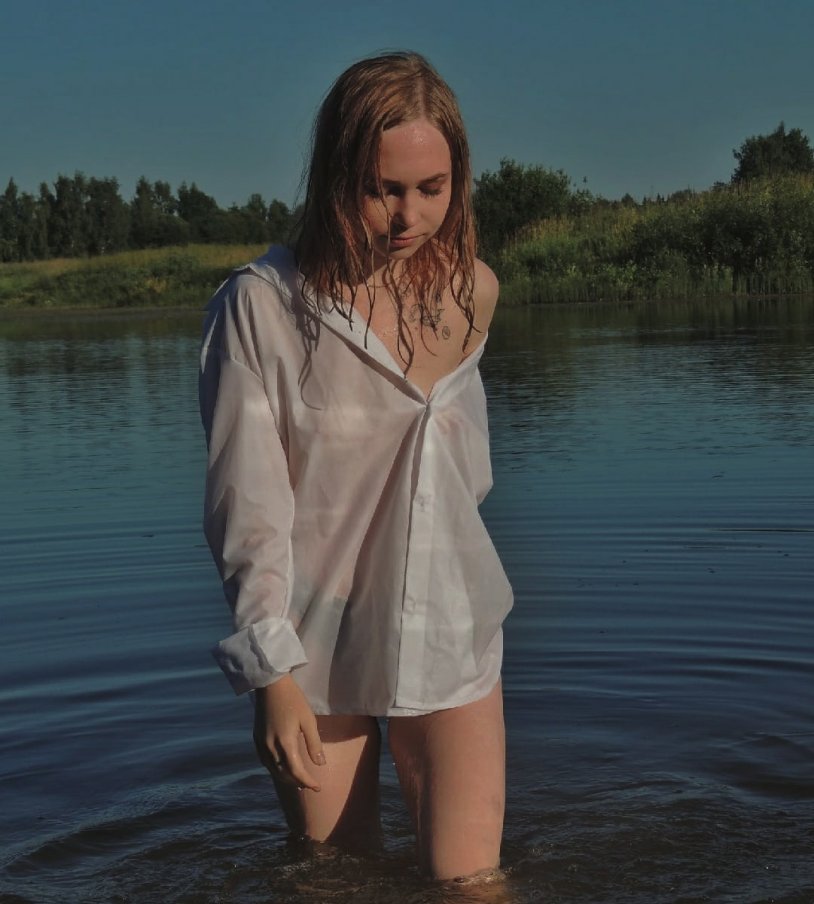 Girl in a wet shirt