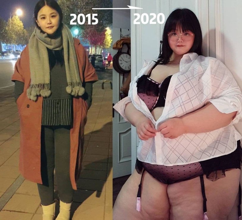 The girl turned fat to huge sizes