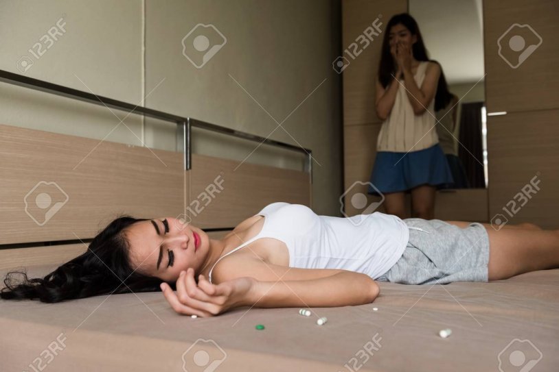 Dead woman on the bed