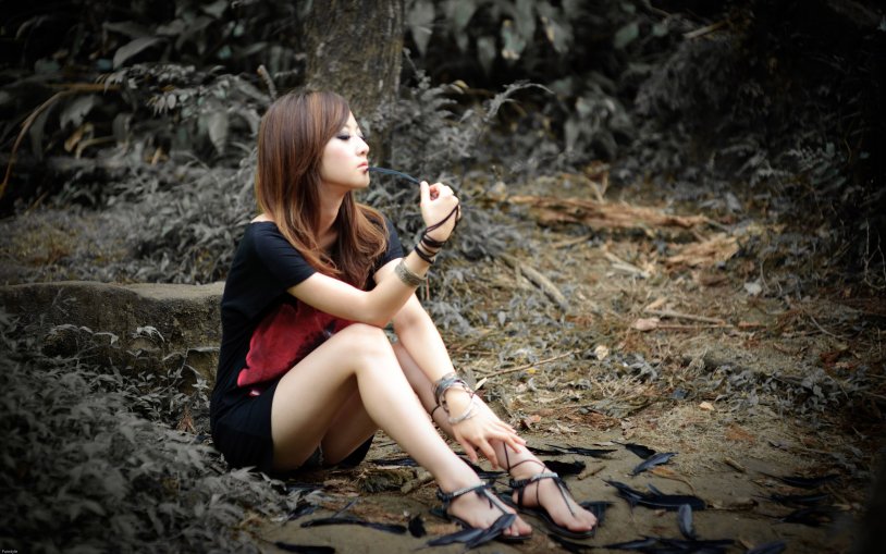 Beautiful Asian women in nature