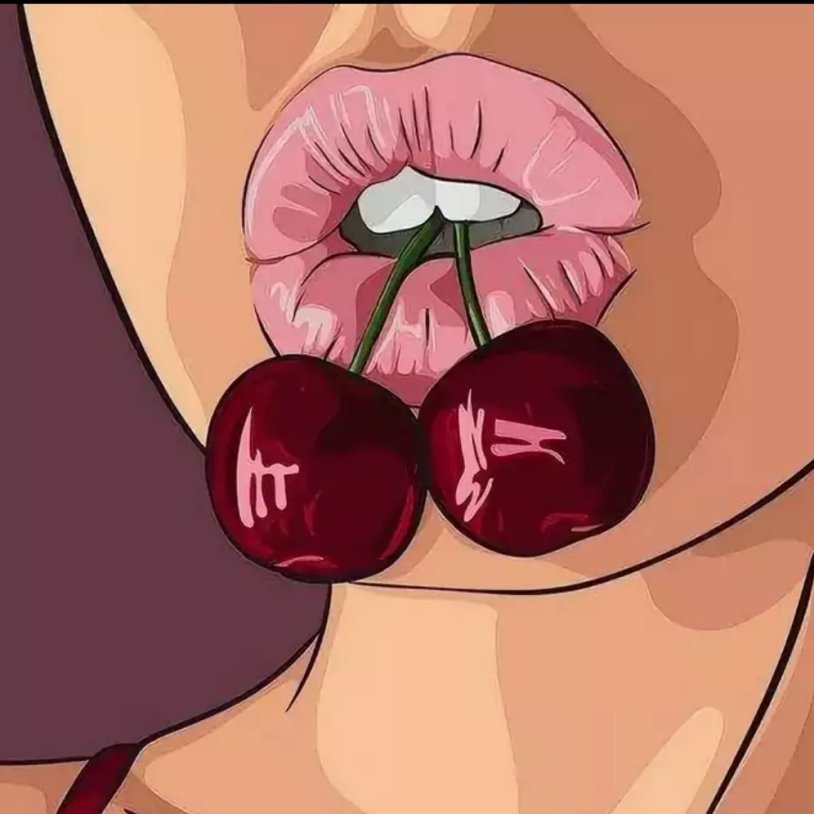 Girl with cherry in her mouth