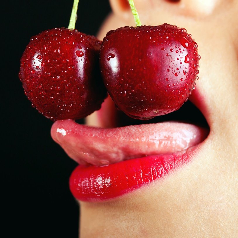 Lips with fruits