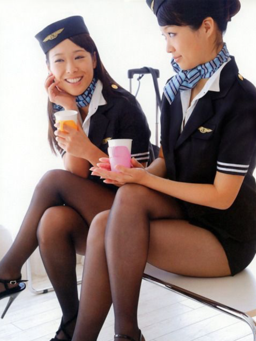 Japanese stewardesses in tights