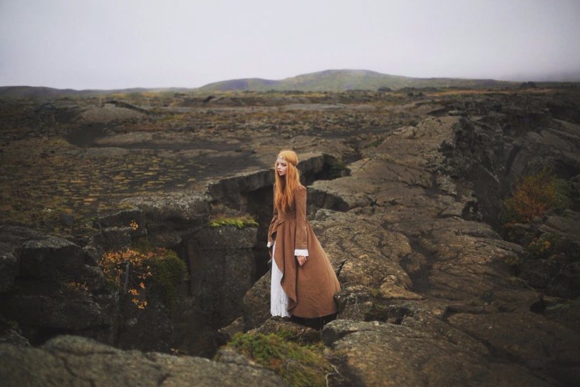 Girl in the mountains of Iceland