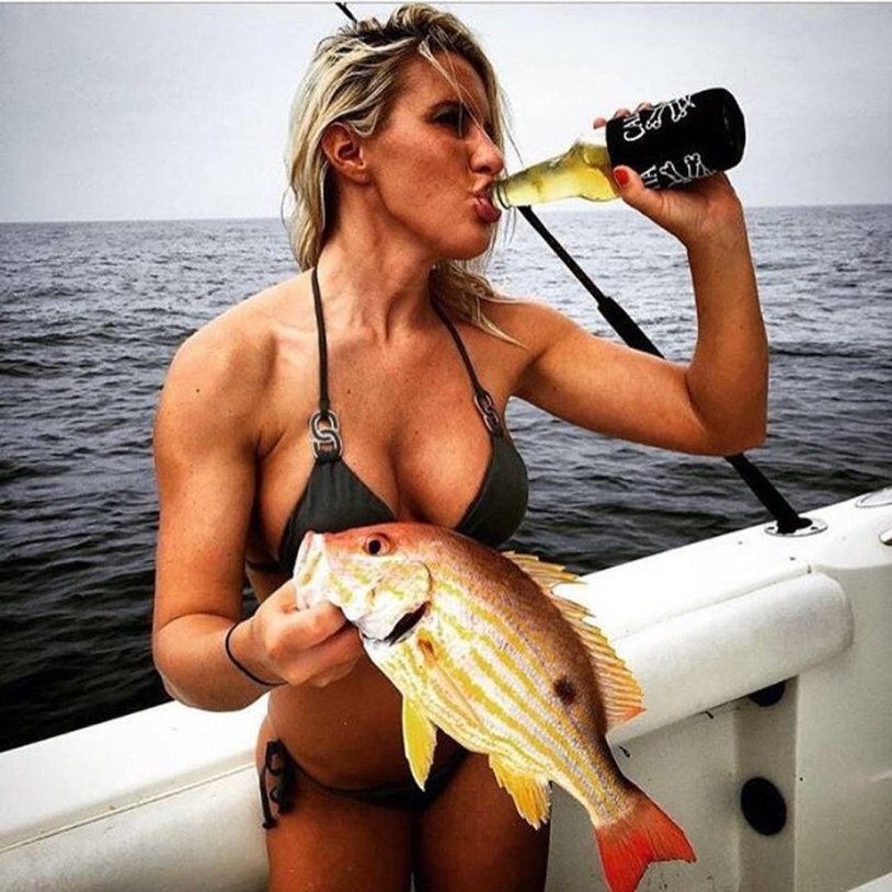 Sea fishing girl