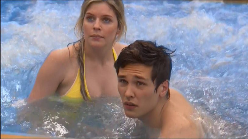 Nate and Blair in the pool