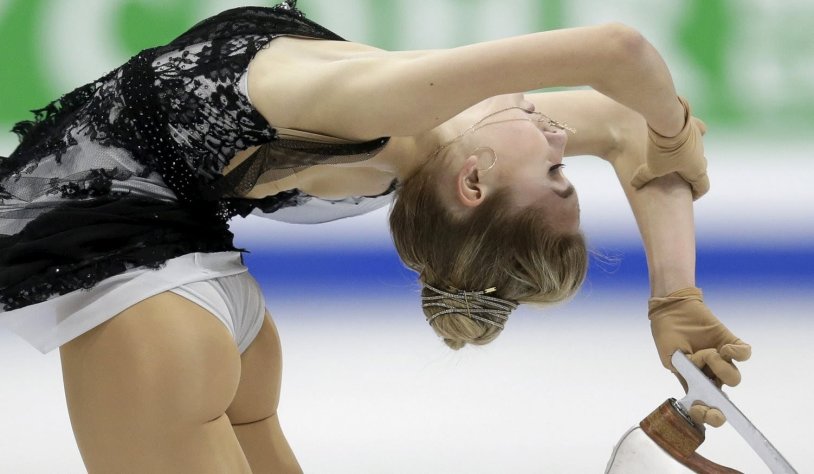 Skater Elena Radonova in a swimsuit