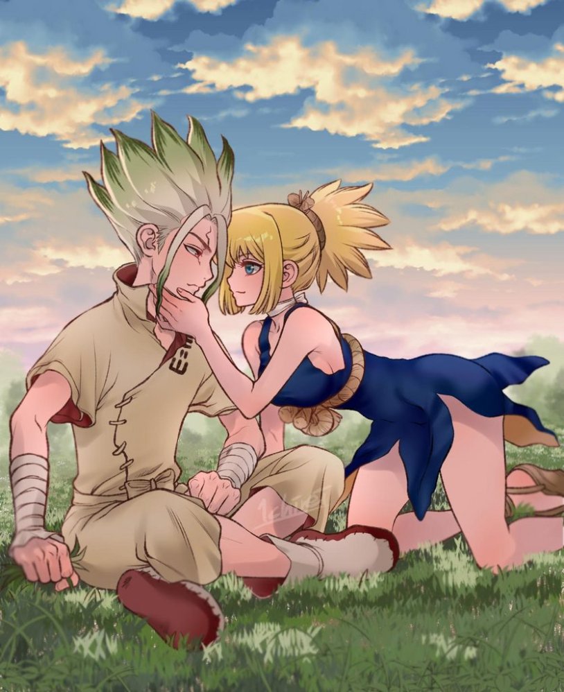 Dr. Stone Kohaku and Senka kiss