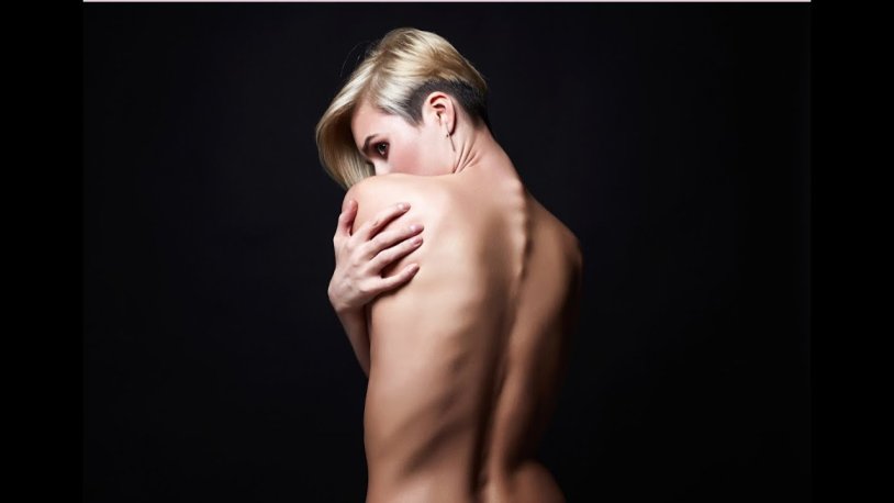 Woman Sensual Retro Portrait, Elegant Girl Naked Back Wall Mural