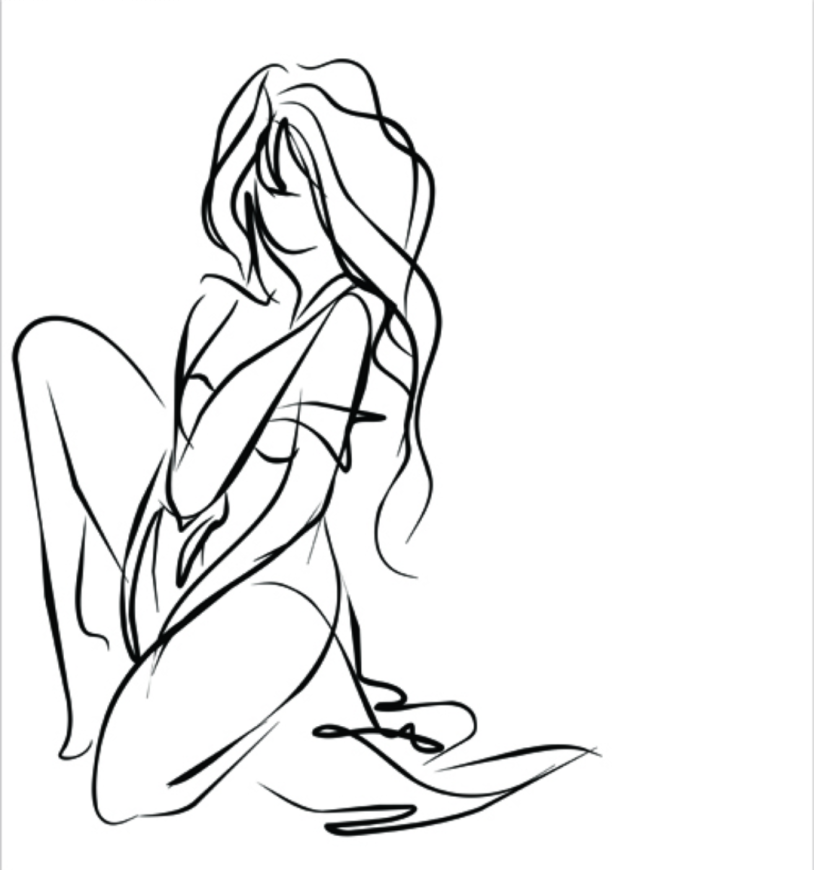 The silhouette of the girl with a pencil