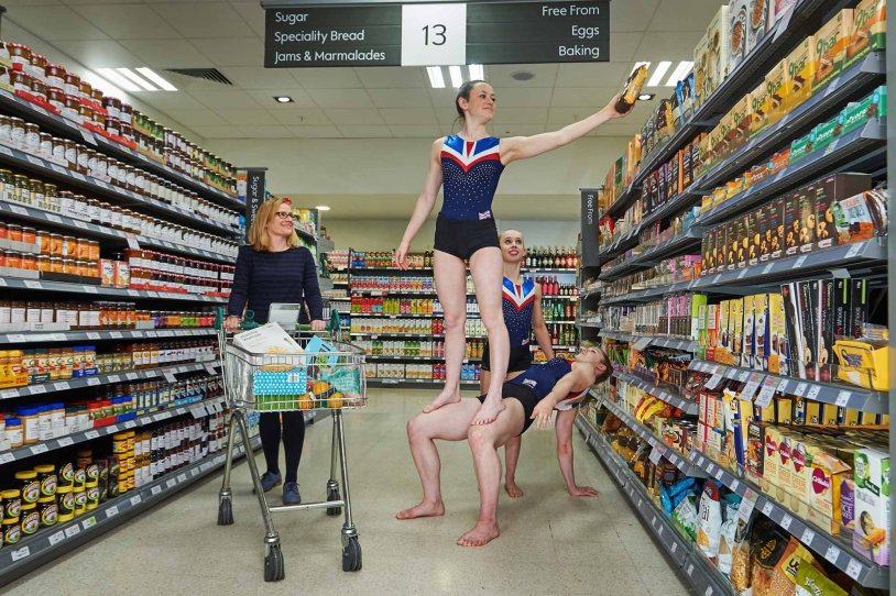 Funny girl in a store