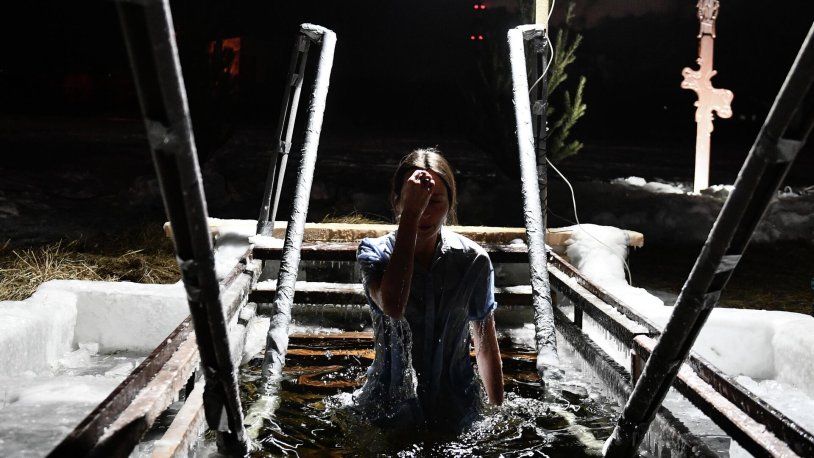Baptism of women in the river