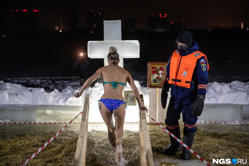 Baptism swimming of the girl