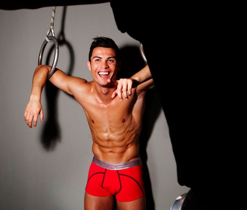 Cristiano Ronaldo with a naked torso
