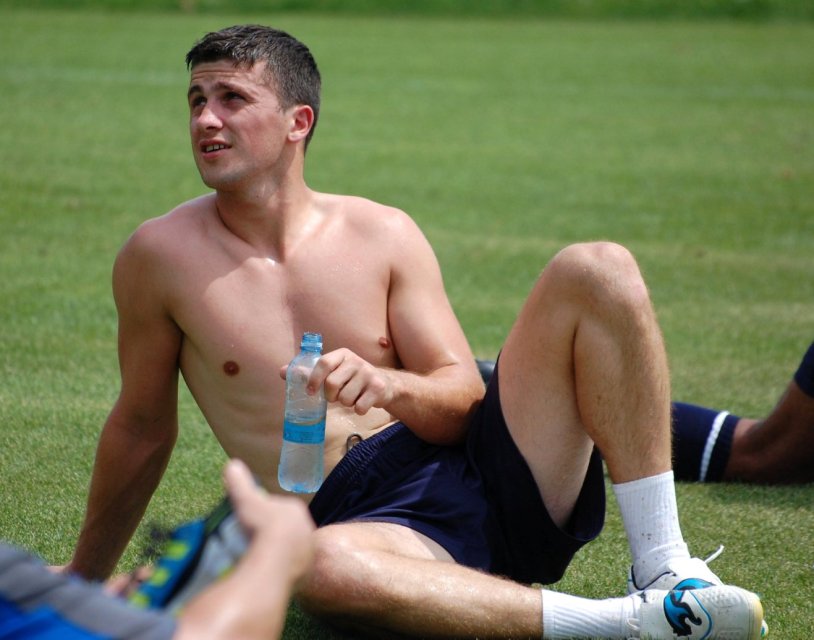 Football players in shorts