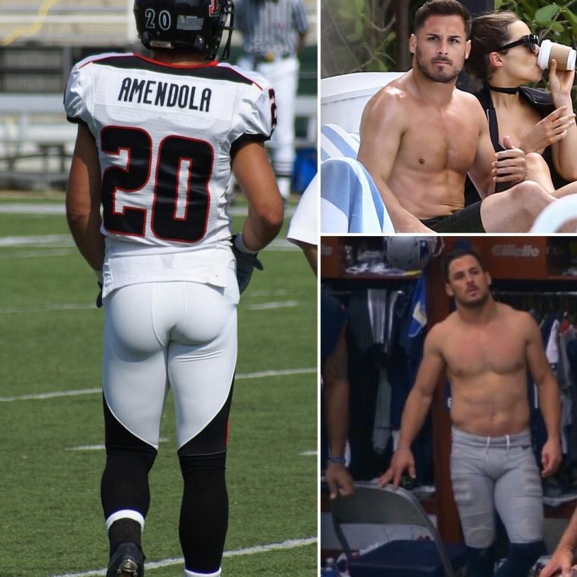 American football players in shorts