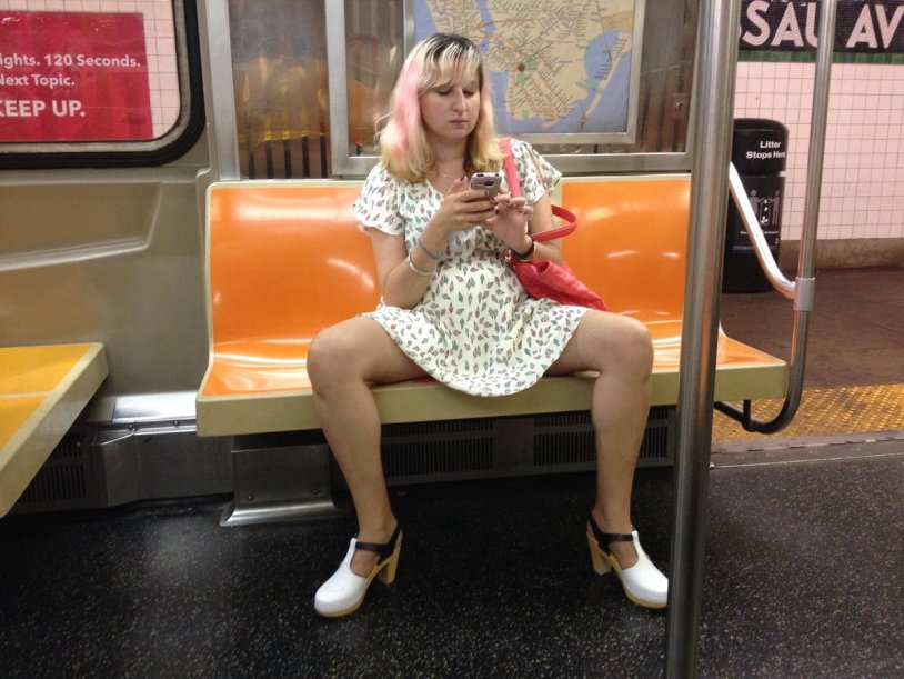 Girl sits in the subway