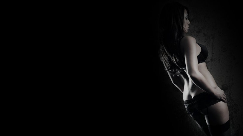 Girl on a dark background