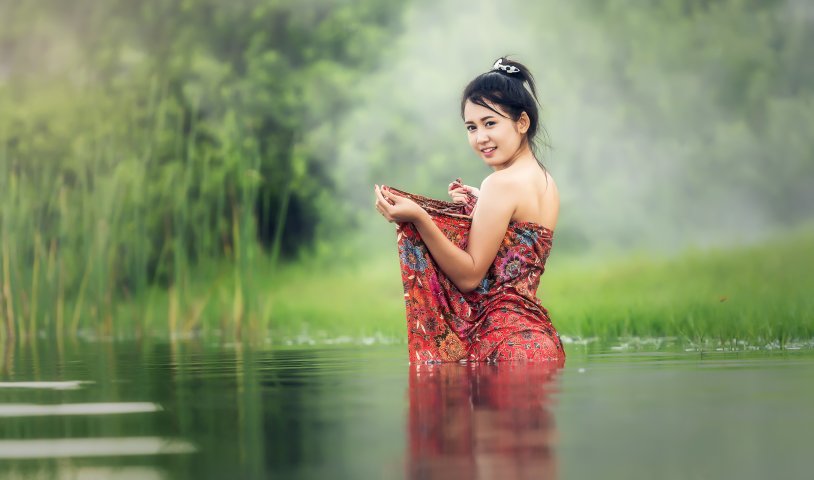 Chinese girls in nature